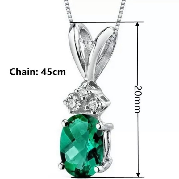 925 silver Necklace Pendant Adorable Oval Cut Emerald Jewelry - Picture 2 of 2
